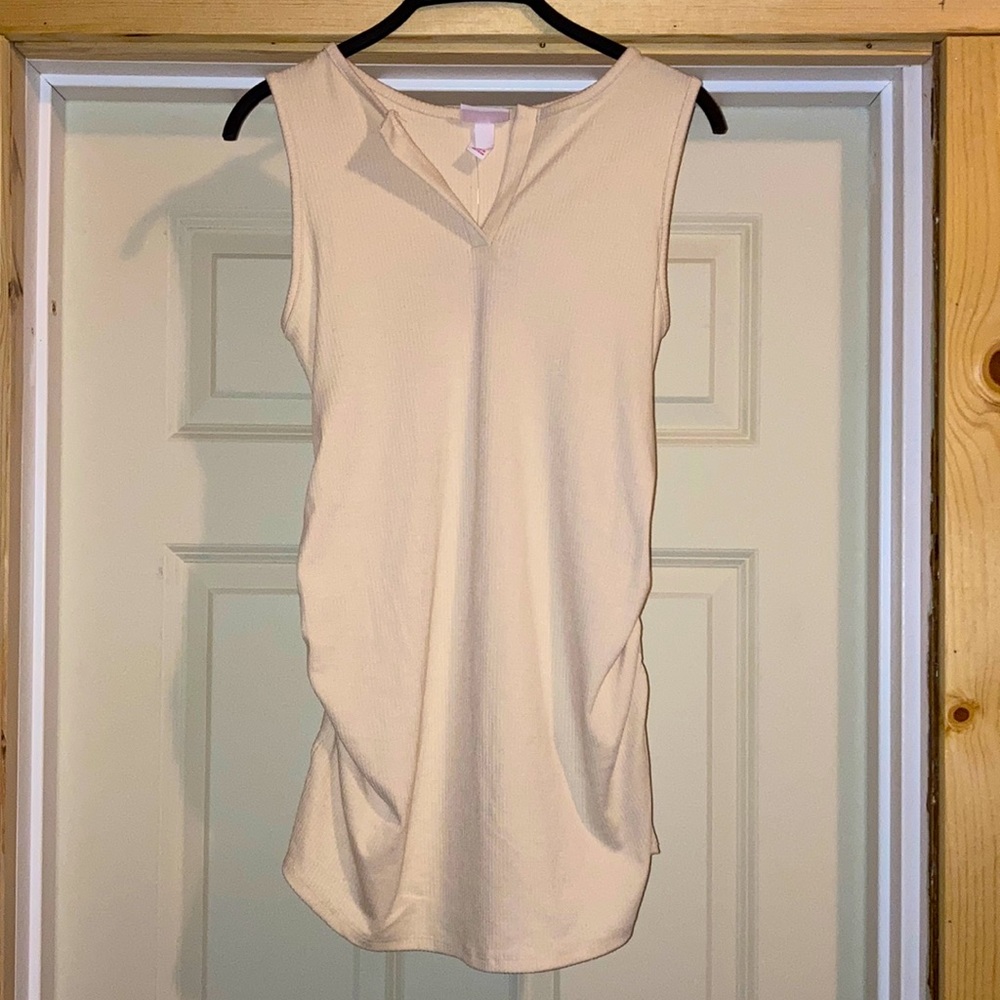 Isabel Maternity Cream Sleeveless Ribbed Top Women’s XS